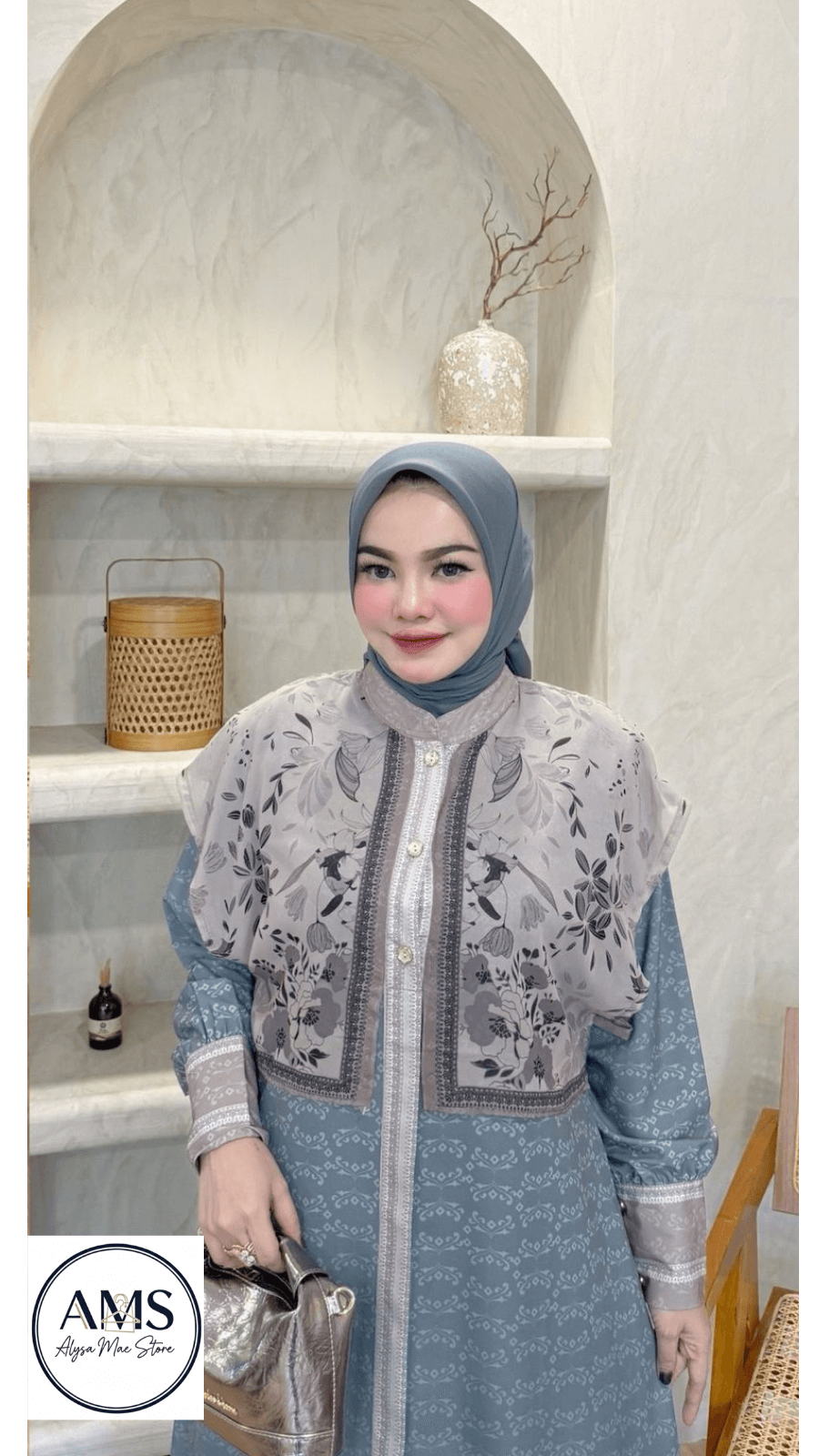 Elliora Dress V4 in soft blue, showcasing elegant floral detailing and sophisticated layering for timeless fashion.